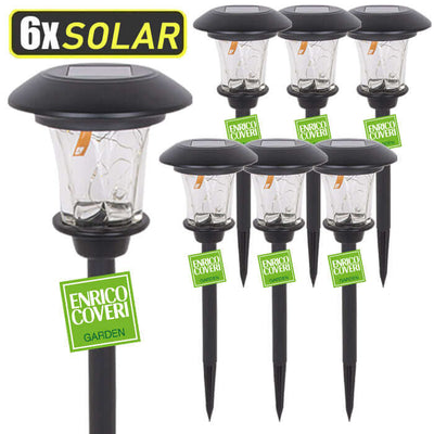 6 Lampade LED Da Giardino Energia Solare Stile Lanterna 15x46cm Enrico Coveri