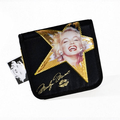 Custodia Porta CD DVD Marilyn Monroe STAR In PVC Chiusura a Zip Colore Nero