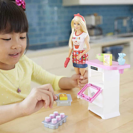 Barbie Playset Giocattolo Pasticceria con Bambola Bionda Forno Accessori Cucina