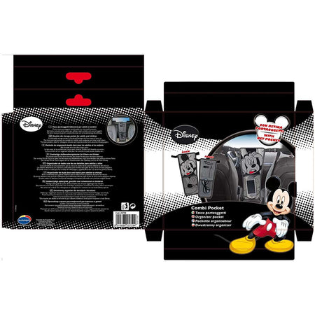 Disney Topolino Combi Pocket con Tasca Portaoggetti Accessori Auto Bambini Nero