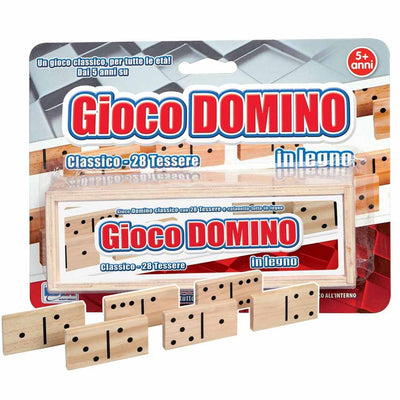 Gioco Di Societa' Da Tavolo Domino Confezione E 28 Tessere In Legno Bambini