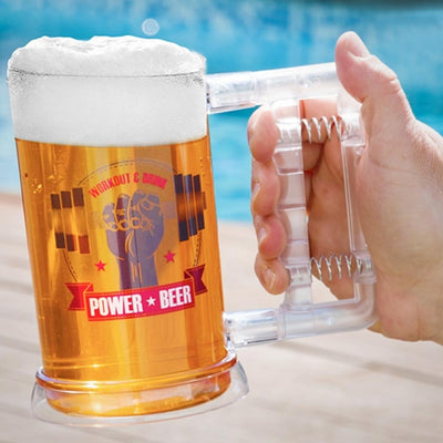 Boccale Birra In Plastica Beer Power Con Hand Grip Nel Manico Portata 750ml 15cm