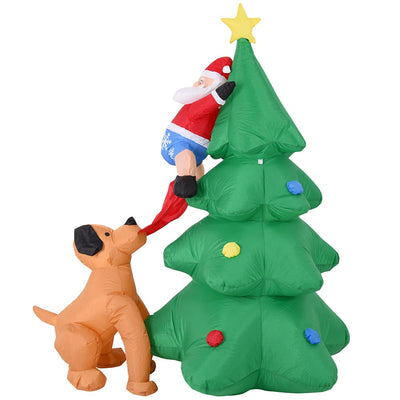 Gonfiabile Albero di Natale con Babbo Natale e Cane 180cm con Luci LED Esterno
