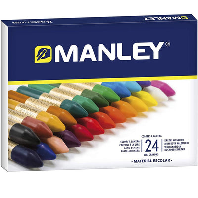 Confezione 24 Pastelli a Cera Colori Assortiti Disegno Scuola Casa Manley