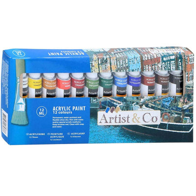Set 12 Colori Acrilici per Dipingere Tubo Tubetto Pittura 12ml Vari Colori