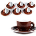 Servizio Set 6 Tazzine da Caffe Tazzina in Ceramica con Piattino Marrone 85ml