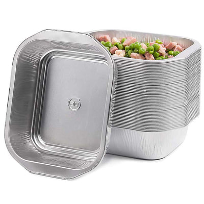 Vaschette in Alluminio 50pz Contenitore Monouso Alimenti 1 Porzione Extra Rigidi