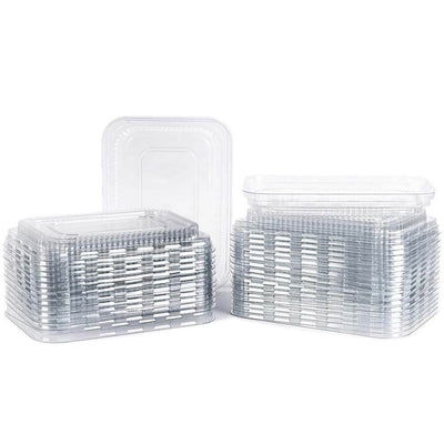 50pz Coperchi in Plastica per Vaschette Alluminio Alimenti Monouso 2 Porzioni