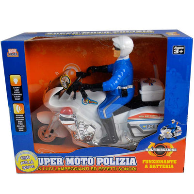 Moto Polizia Con Luci E Suoni + Poliziotto Giochi Modellismo Giocattoli Bambini