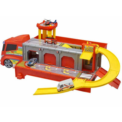 Camion Trasformabile in Pista Con Elicottero Ambulanza e Camion Pompieri Giochi