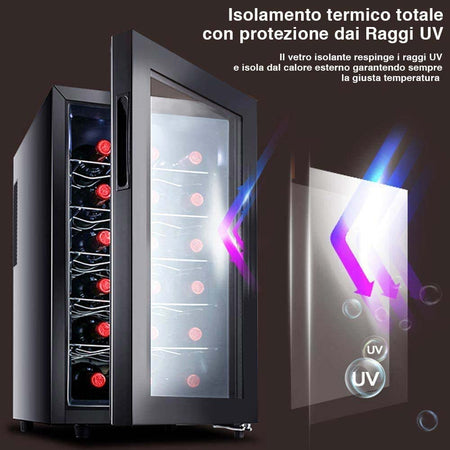 Cantina Refrigerante Vino Cantinetta Frigo Elettrica 18 Bottiglie 52Lt 70W Nero