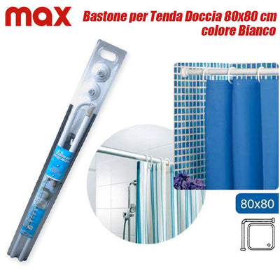 Bastone per tenda tende doccia docce e vasca vasche 80x80 cm colore bianco