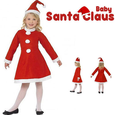 Vestito Natalizio Per Bambine 9-11 Anni Costume + Cappello Babbo Natale Rosso