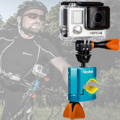 Supporto Action Camera per Bici e Moto Professionale Rollei GOPro Colore Blu