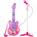 Chitarra Elettrica + Microfono Karaoke Giocattolo Bambini Luci Attacco Aux Rosa