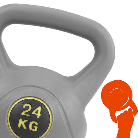 Kettlebel Peso 24kg Esercizi Fitness Allenamento Palestra Sport in PVC Grigio