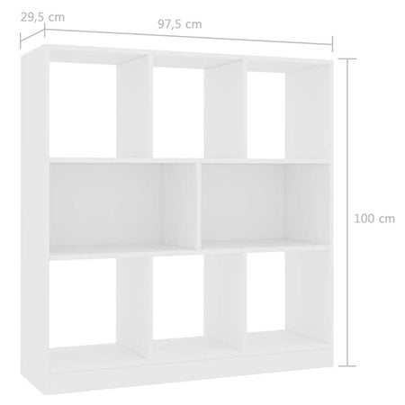 Mobile Scaffale Libreria da Terra 8 Vani Casa Ufficio Moderno Legno Bianco