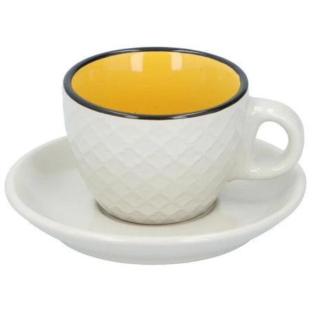 Set 4 PZ Tazzine con Piattini da Caffe' e te' Alpina Colorate in Ceramica