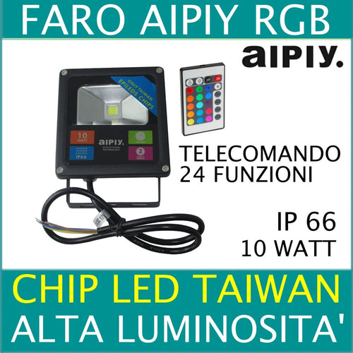 FARETTO FARO LED 10w SLIM RGB AIPIY ALTA LUMINOSITA TELECOMANDO MULTICOLOR Illuminazione/Illuminazione per esterni/Luci per sentieri Trade Shop italia - Napoli, Commerciovirtuoso.it