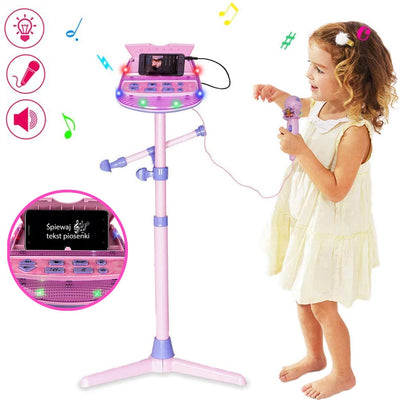 Microfono Karaoke Giocattolo Bambini con Attacco MP3 Smartphone Asta Regolabile