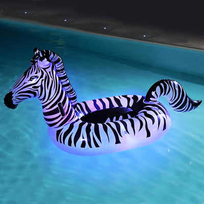 Zebra Gonfiabile Gigante con Luci LED Cambio Colore Isola Materassino Piscina
