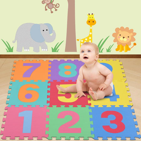 Tappetino Tappeto Puzzle Maxi Numeri Colorati Gioco Bambino 10pz 30x30 Gomma EVA