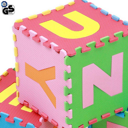 Tappeto Puzzle per Bambini Set 60 Pezzi Gioco Tappetino Lettere Alfabeto Gomma