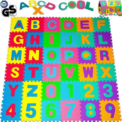 Tappeto Puzzle per Bambini Set 86 Pezzi Gioco Tappetino Lettere Numeri Gomma EVA