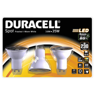 Lampadina a LED Duracell Set 3 pezzi Spot Light 3.8W bianco caldo