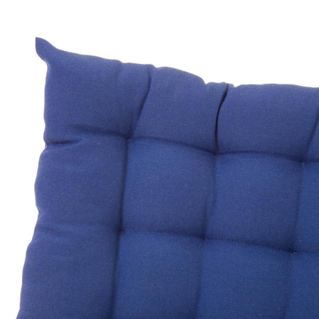 Cuscino Sedia in Tessuto Trapuntato Imbottito 40x40 con Laccetti Colore Blu