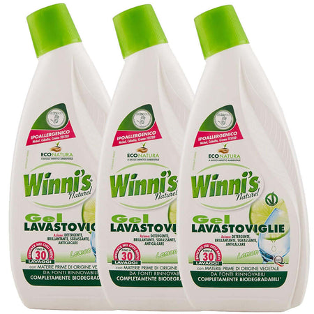 3 x Winni's Gel Lavastoviglie Sgrassante Detergente Anticalcare Limone 750 ML