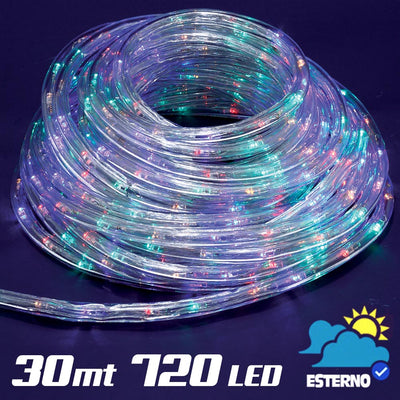 Tubo Luminoso 30 metri LED Multicolor 720 Luci per interno e per Esterno