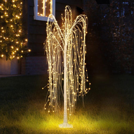 Albero di Natale Pendente Luminoso 150cm con 216 Luci LED Bianco Caldo Esterno