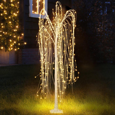 Albero di Natale Pendente Luminoso 180cm con 360 Luci LED Bianco Caldo Esterno