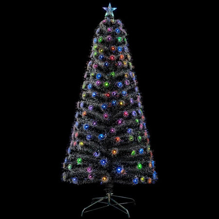 Albero di natale Luminoso 60 cm con Luci LED Fibra Ottica Multicolor Innevato