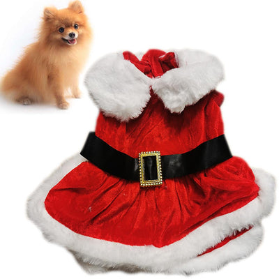 Vestitino per Animali Taglia Piccola Babbo Natale con Cintura Vestito Natalizio