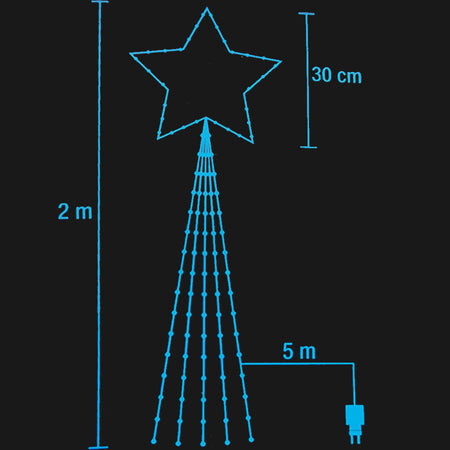 Stella Cometa Albero di Natale Puntale Cascata Illuminazione Led Natalizia