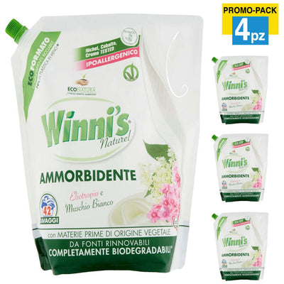 4x Winni's Ammorbidente Muschio Bianco Eliotropio Promo Pack 4 Buste 168 Lavaggi