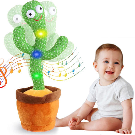 Peluche Cactus Danzante che Balla a Batteria Musica Luci Movimento per Bambini