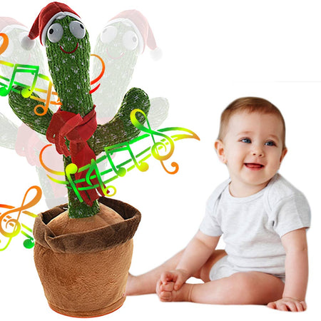 Peluche Cactus con Cappello Natalizio Danzante che Balla Musica Luci Movimento