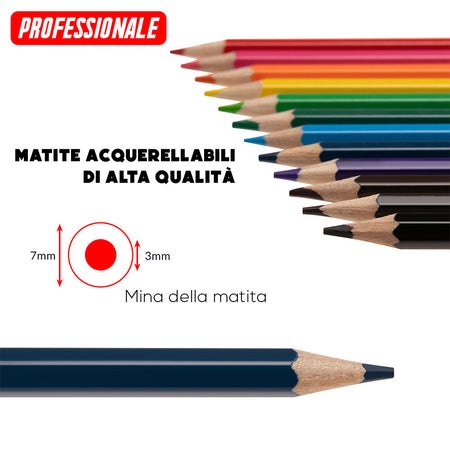 Kit Matite Colorate 73 Pezzi Artista Schizzo e Disegno Professionale Portatile