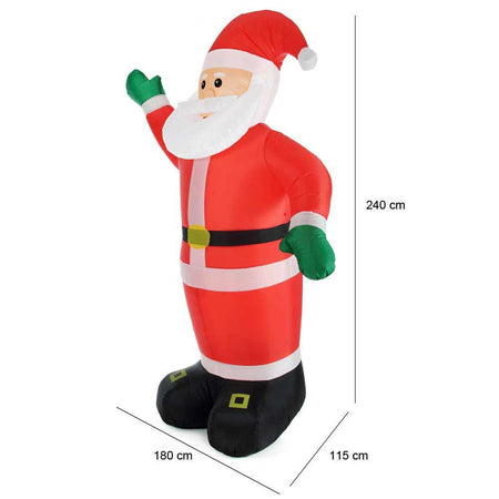 Gonfiabile Babbo Natale Gigante 250cm Luci LED Decorazioni Natalizie Esterno