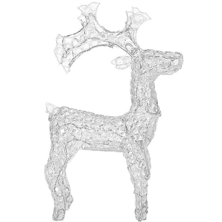 Renna Natalizia Luminosa 3D in Cristalli Acrilici 100 LED Bianco Caldo H. 70 cm
