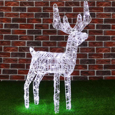 Renna Natalizia Luminosa per Esterno 80 LED Bianco Freddo Addobbi 3D Natale
