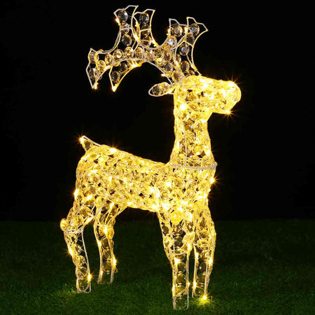 Renna Natalizia Luminosa 3D in Cristalli Acrilici 200 LED Bianco Caldo H. 90 cm
