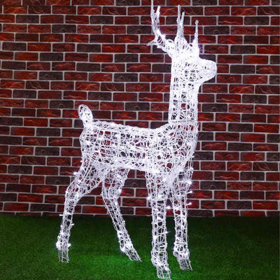 Renna Natalizia Luminosa per Esterno 240 LED Bianco ICE Cervo Grande 3D Natale
