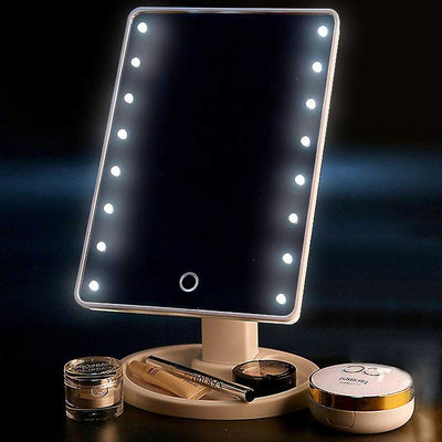 Specchio Cosmetico con 16 Luci LED Trucco Estetica e Scomparto Portagioie Bianco