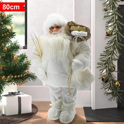 Babbo Natale Classico 80cm in Plastica Vestiti in Tessuto Decorazione Natalizia