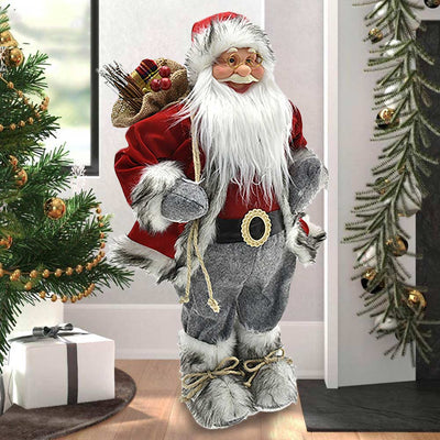 Babbo Natale Classico 60 cm Colore Rosso Grigio Decorazione Natalizia Realistica