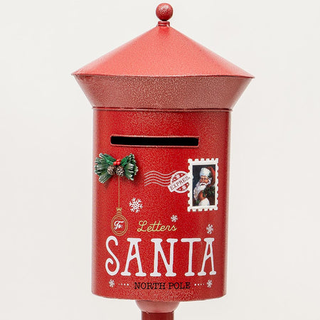 Cassetta Postale di Babbo Natale Decorazione Natalizia in Metallo 122cm Rosso